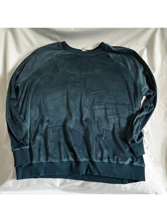 Secret Treasures Tops - Secret Treasures Womens Velour Sweatshirt Large L Soft Teal Pullover Crewneck Lo